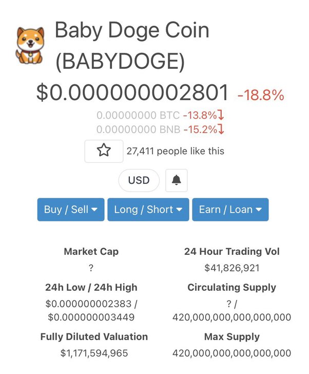 Baby Doge Coin (BABYDOGE) Price Prediction , – | CoinCodex