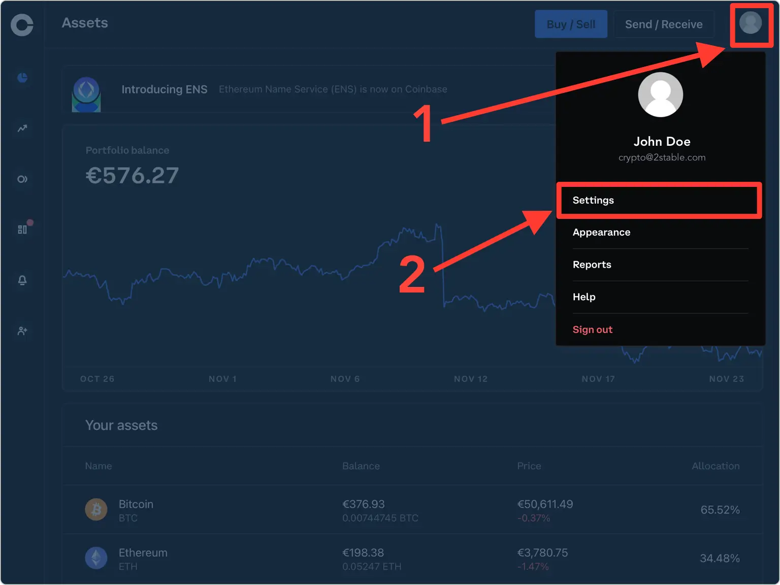 How to enable 2-step verification for Coinbase