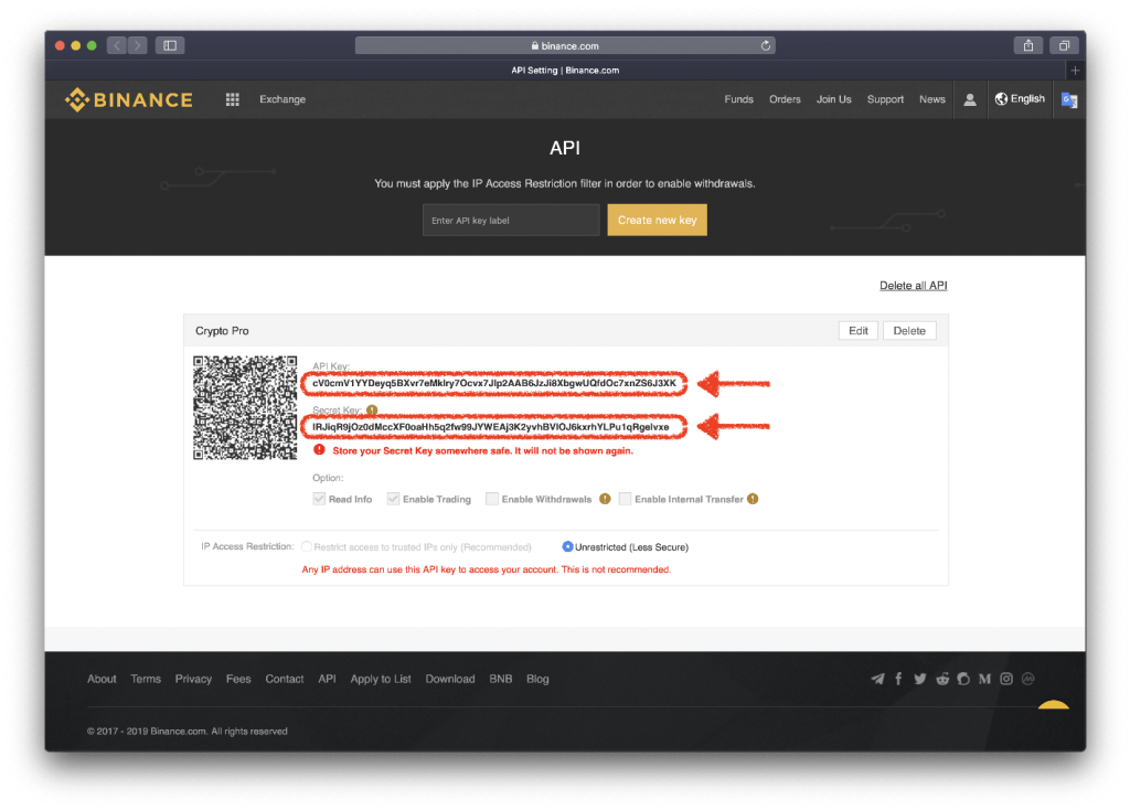 How to create and set up Binance API key