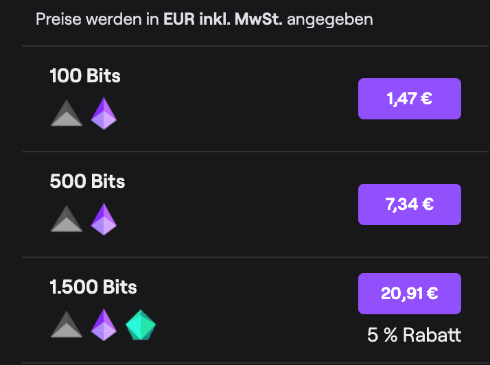 Twitch bits calculator to USD and EUR - GLHF online