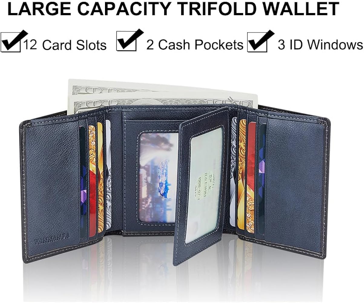 VW Trifold Wallet with 3 ID Windows, 7 Card Slots, Coin Pocket, Ba – VULKIT