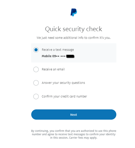 I'm not receiving the SMS or text to confirm my identity. What should I do? | PayPal US