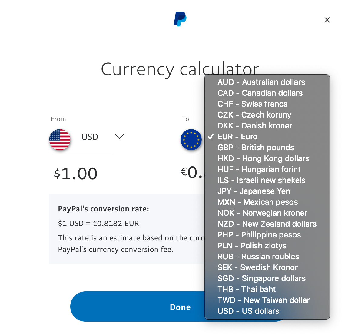 Where can I find PayPal's currency calculator and exchange rates? | PayPal SM