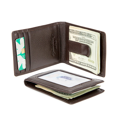 Leather Money Clip wallet with Window