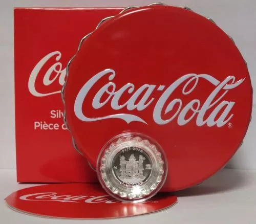 Fiji COCA-COLA $1 Silver Coin Bottle Cap Shaped Proof