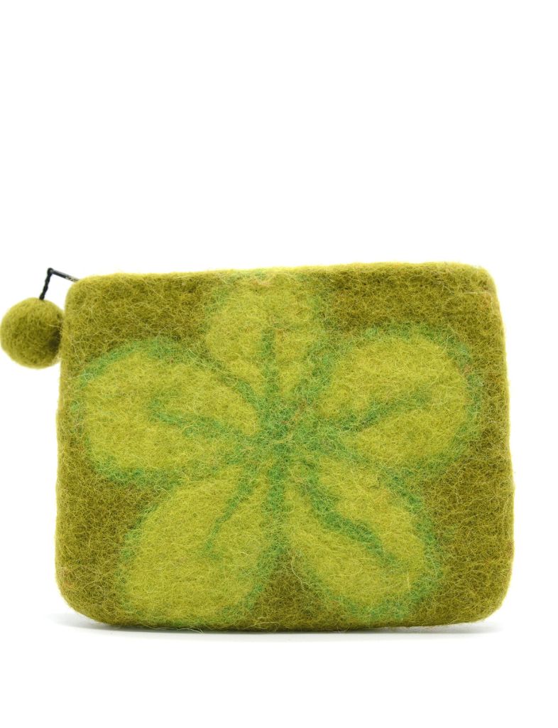 Yellow and Green Felt Purse - Folksy