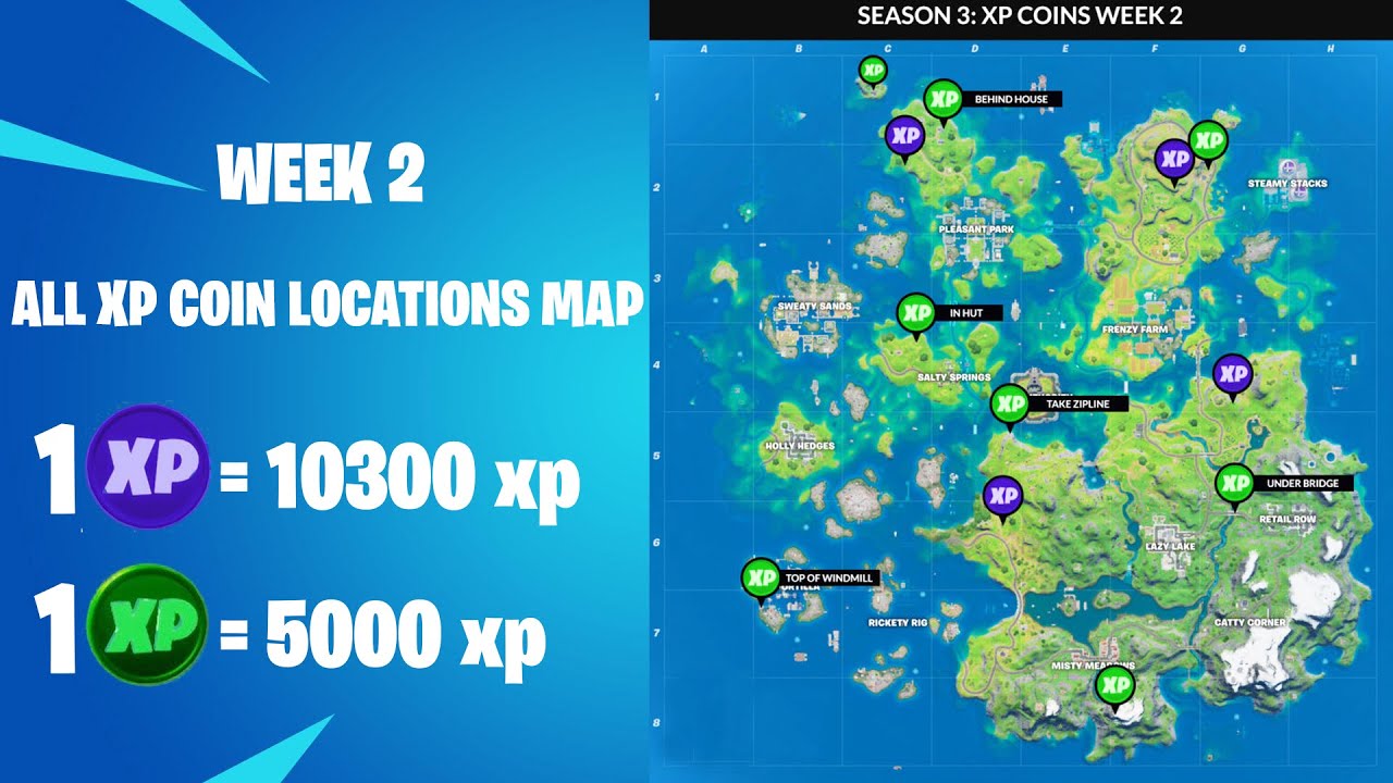 Fortnite Chapter 2 Season 3 Week 7 XP Coins Locations Guide - Video Games Blogger