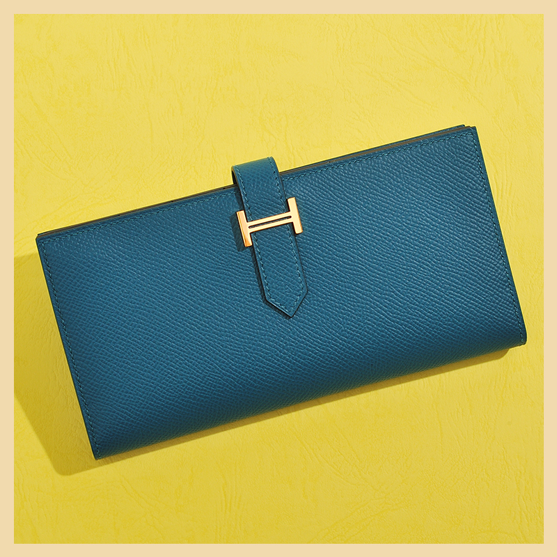 Hermes Mini Compact Bearn Wallet in Blue Indigo– orangeporter