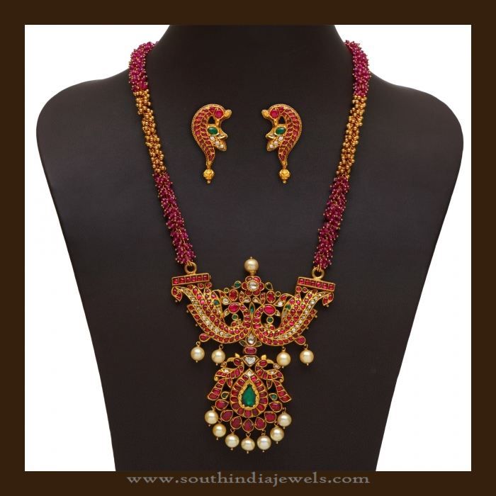 Buy 22kt Ruby Gold Necklace Jewellery Set With Price