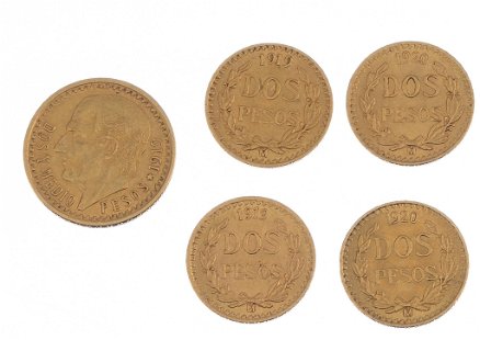 2 Pesos Mexico Gold Coin BU oz