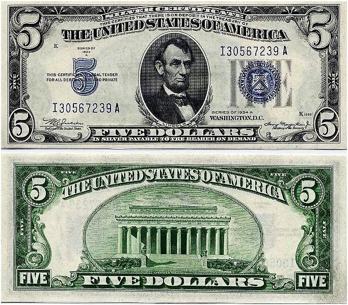 $5 Red/Blue Seal Note Damaged/Cull Condition | SilverTowne