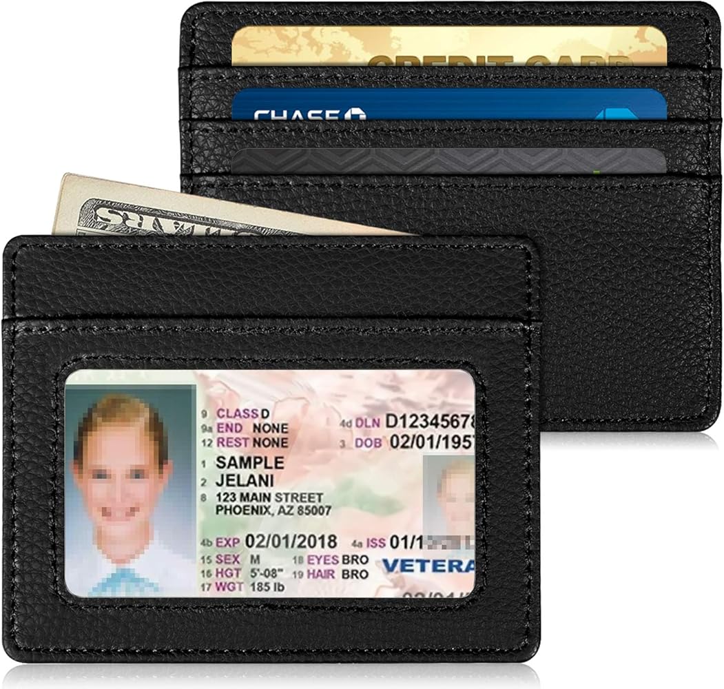 Alpine Swiss Thin Front Pocket Wallet Business Card Case 2 ID Window 6 Card Slot - Alpine Swiss