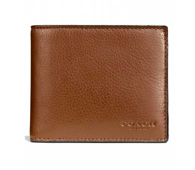 COACH COMPACT ID WALLET IN SPORT CALF LEATHER F IN DARK SADDLE – eatsleepshop