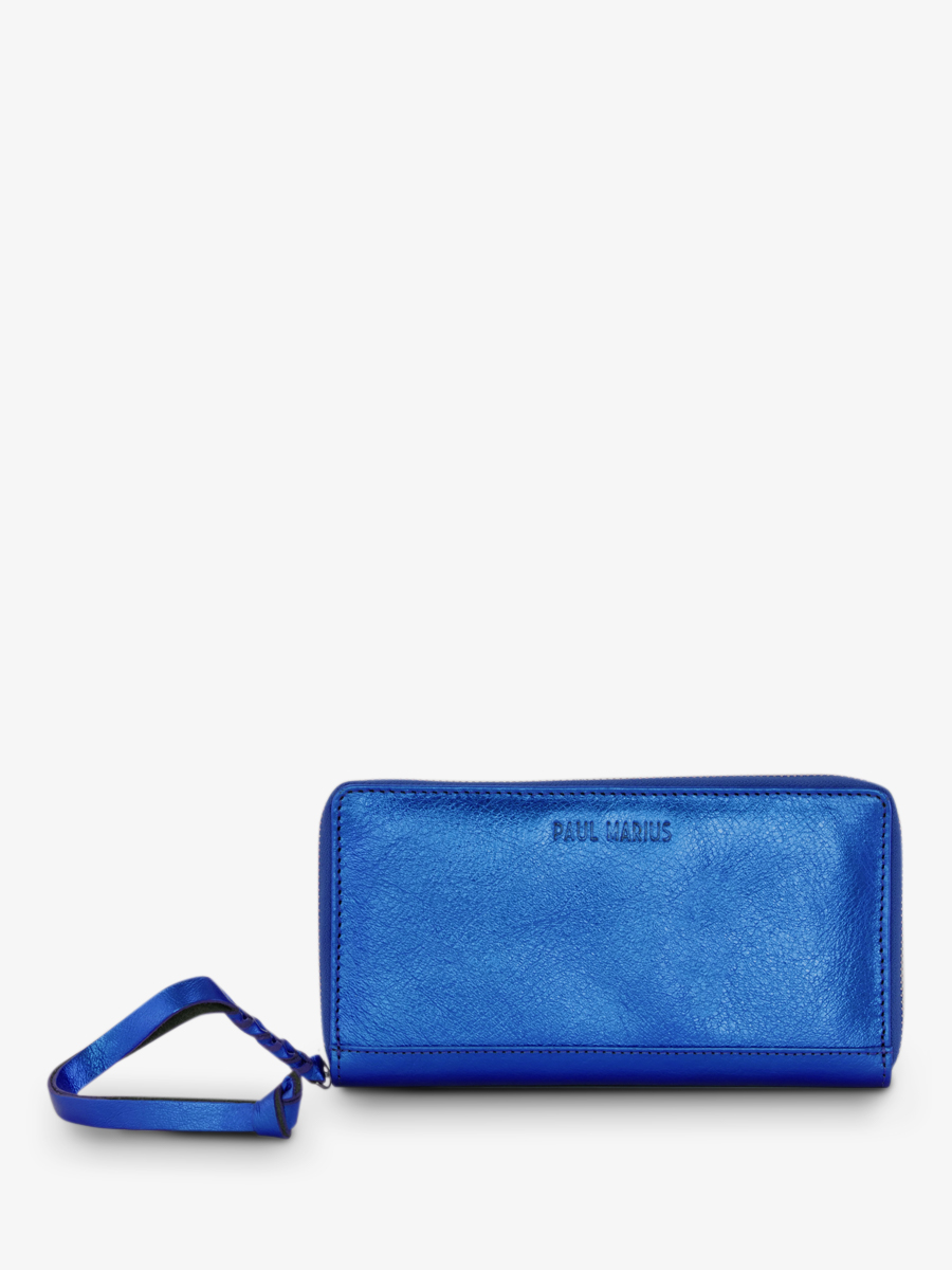 Rosaire « Helene » Women's Zipper Wallet made of Togo Leather in Electric Blue Color 