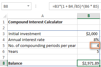 Calculate compound interest - Excel formula | Exceljet