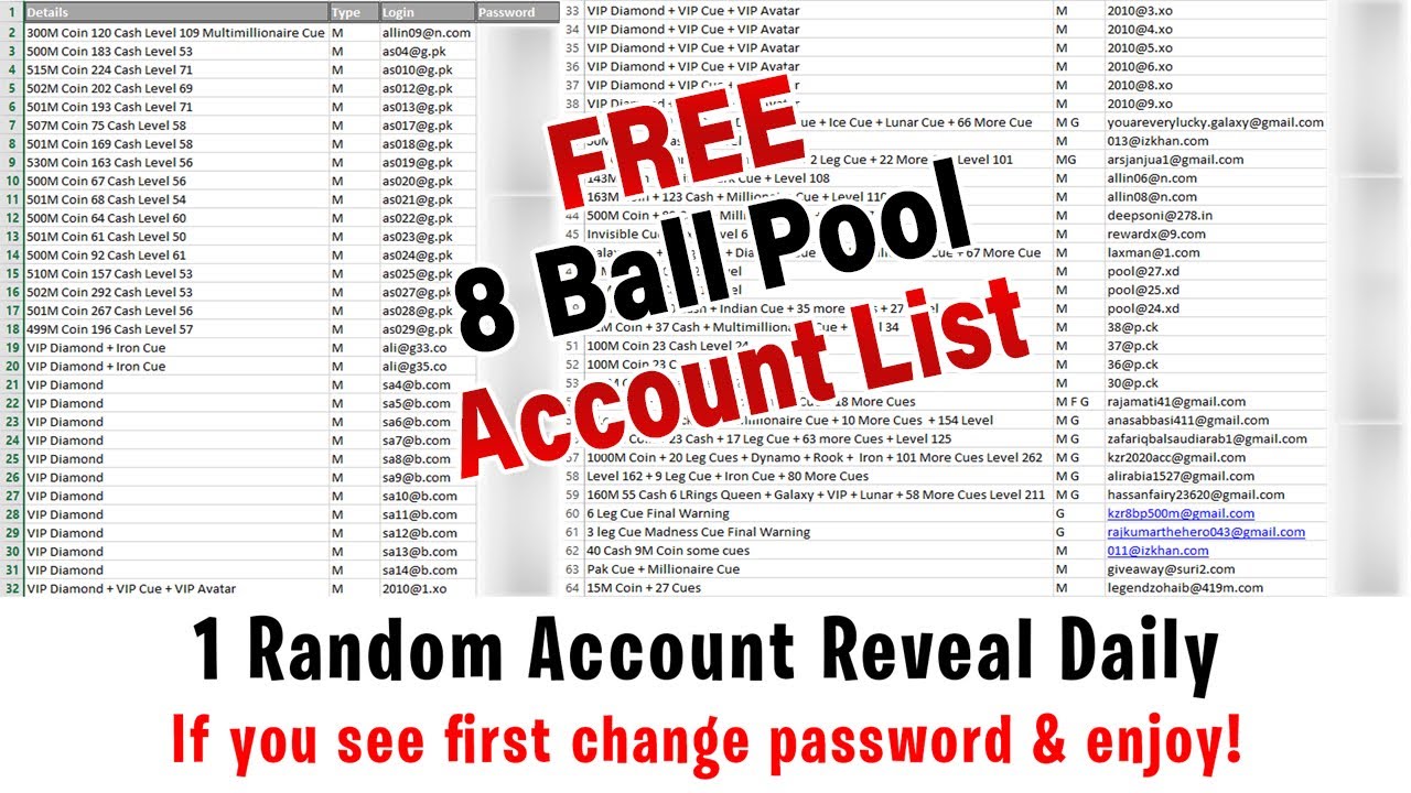 70+ Free 8 Ball Pool Accounts - Gametimeprime