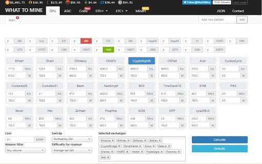 Mining calculator for CPUs - coinlog.fun