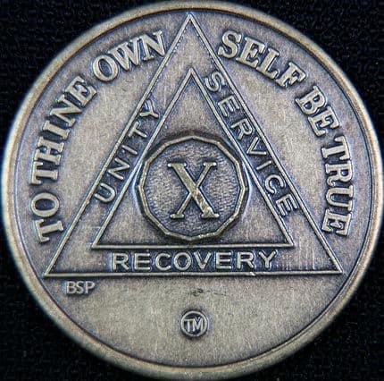 10 Year AA Sobriety Chip - Red & Black | Coins For Anything