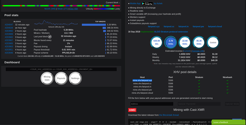 Haven (XHV) Mining Pool 0% fee