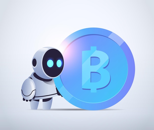 robot mining bitcoin cryptocurrency for online banking trading Иллюстрация Stock | Adobe Stock