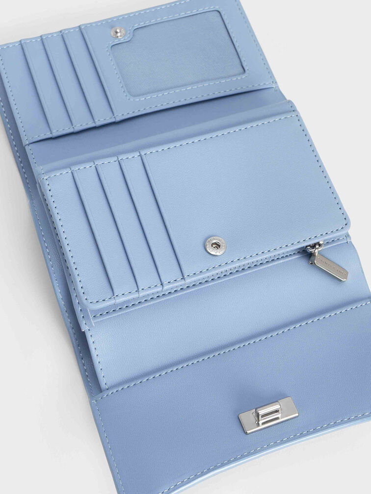 Blue Metallic Leather Wallet for Women - LePortefeuille Charlotte Beetle | PAUL MARIUS