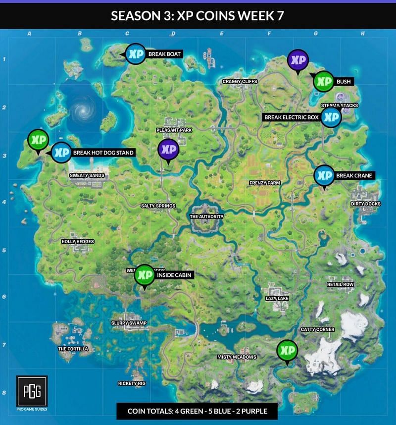 Fortnite Week 5 XP Coins - Season 4 Locations