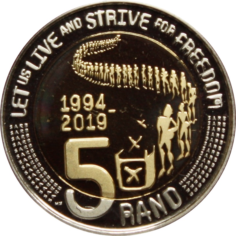 South Africa 5 Rand Coin | 25 Years of Constitutional Democracy | 