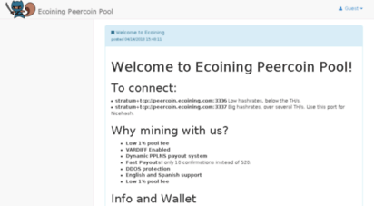 Peercoin (PPC) SHA | Mining Pools