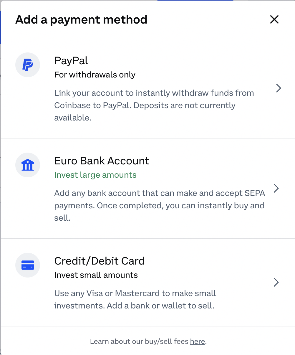 Coinbase now lets US users pay for cryptocurrency through a PayPal account