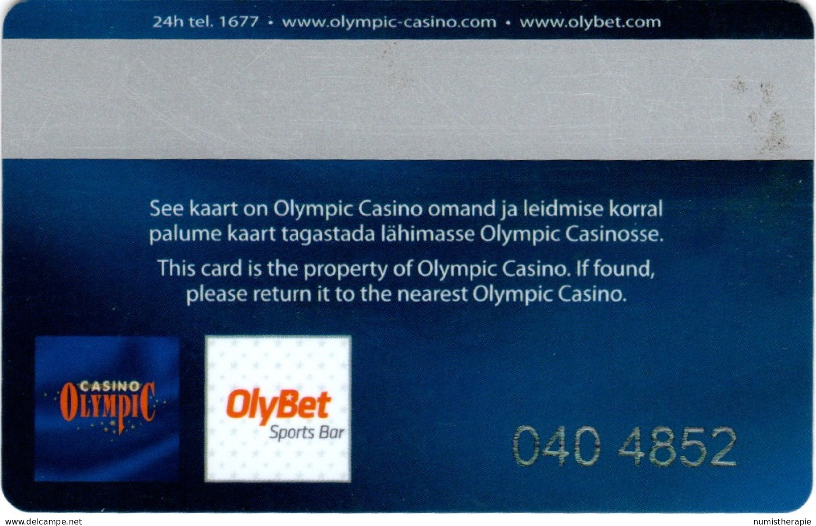 Casino cards - LITUANIA KEY CASINO Olympic Bonus Club - VILNUS