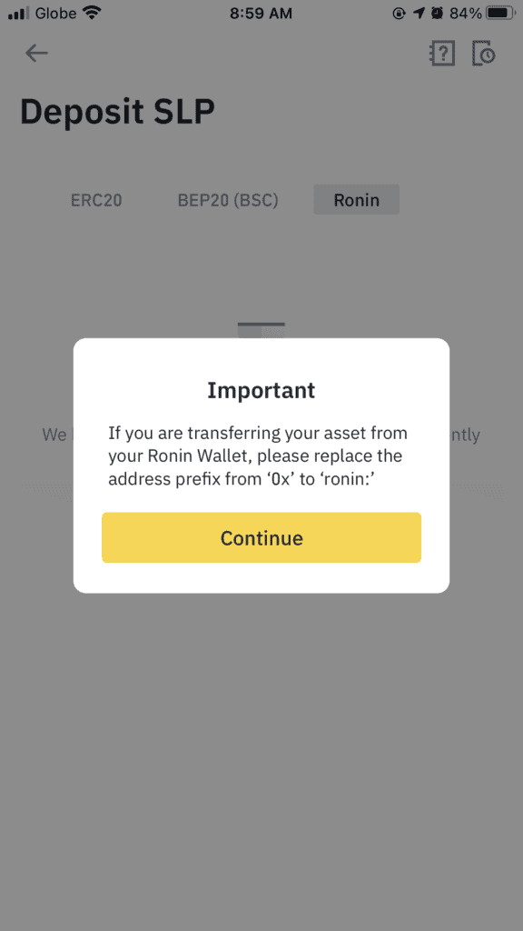 How to transfer SLP to Binance using Ronin Wallet and Vice Versa
