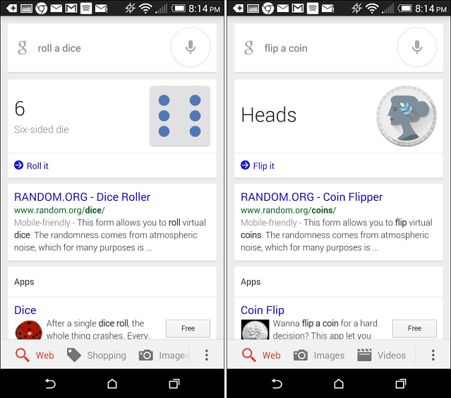 coin flipping vs dice rolling