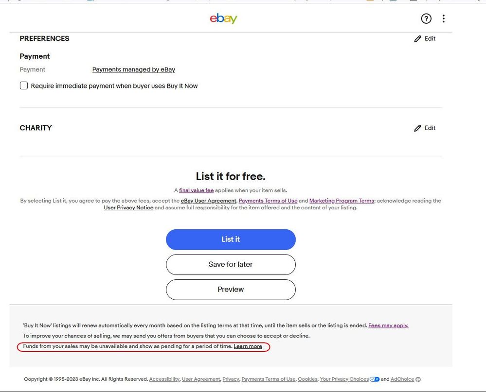 From eBay: Surprise! Your money is on hold and we' - The eBay Community