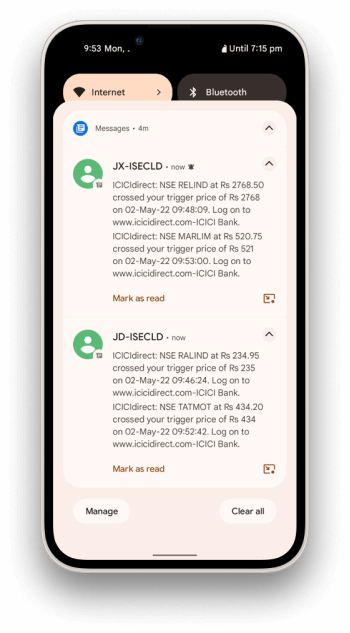 Stock Alerts - Get Customised Alerts, Direct Alerts on Stocks with ICICI Direct