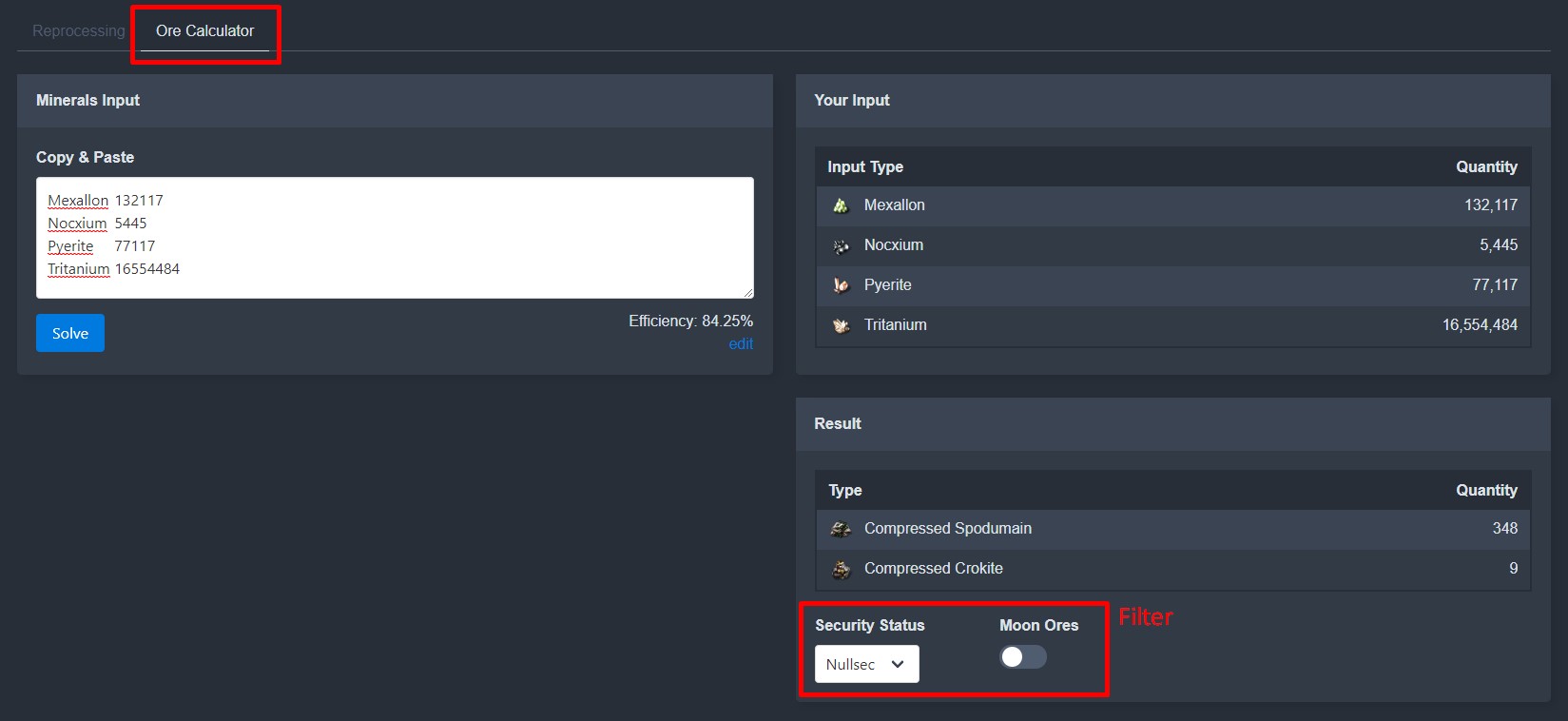 Highsec Compressed Ore Calculator