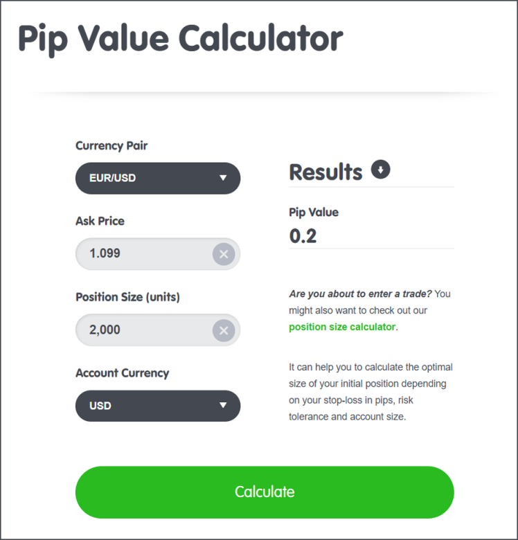 Pip Value Calculator | Eurotrader