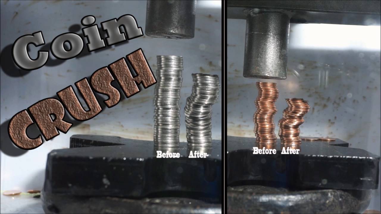Crushing a Ringing Alarm Clock and a Bunch of Coins Using a Hydraulic Press