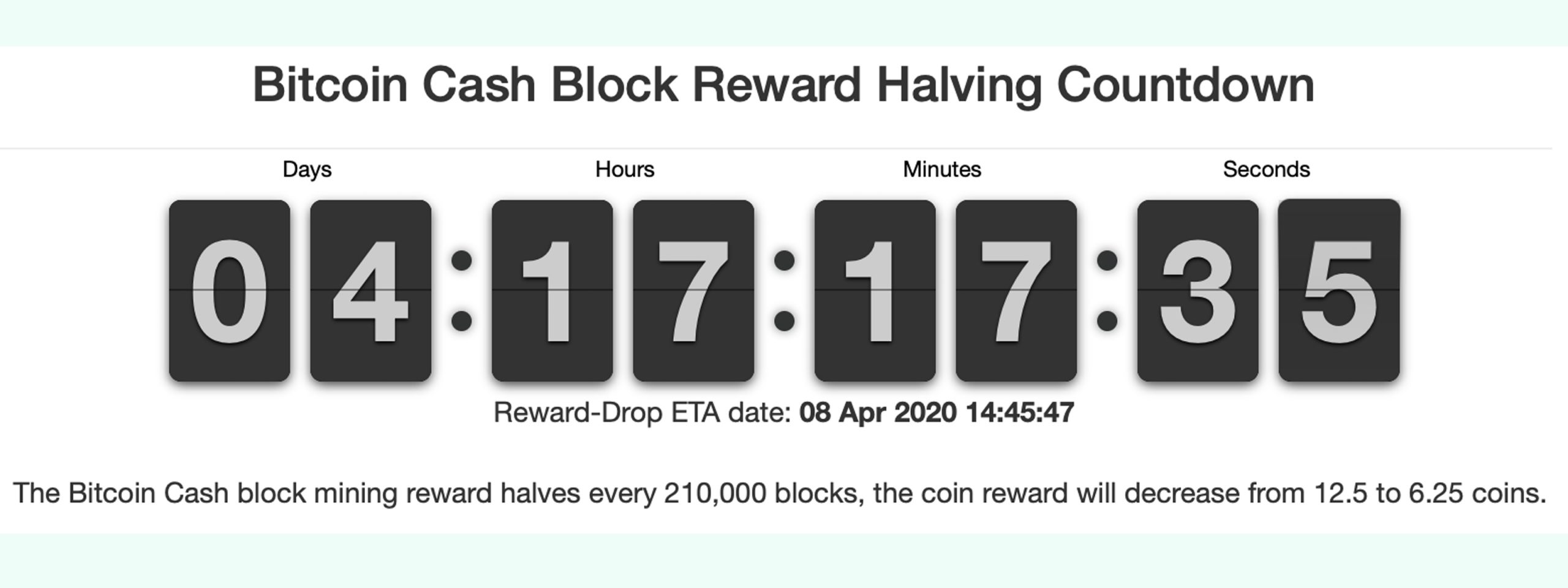 Bitcoin Cash Halving (bch) | Dates, Details, Countdown | coinlog.fun