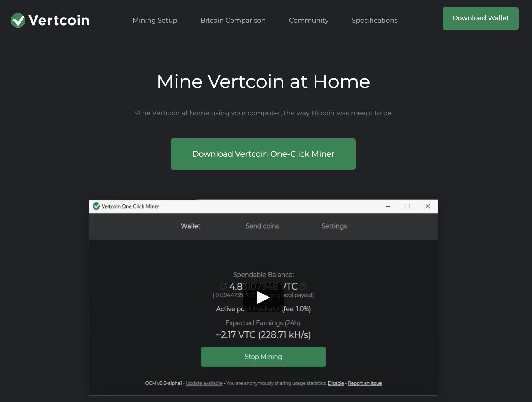 Benchmarks mining Vertcoin (VTC) - coinlog.fun