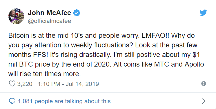 John McAfee Calls Bitcoin (BTC) 'Worthless,' Shows Support for These Three Cryptocurrencies