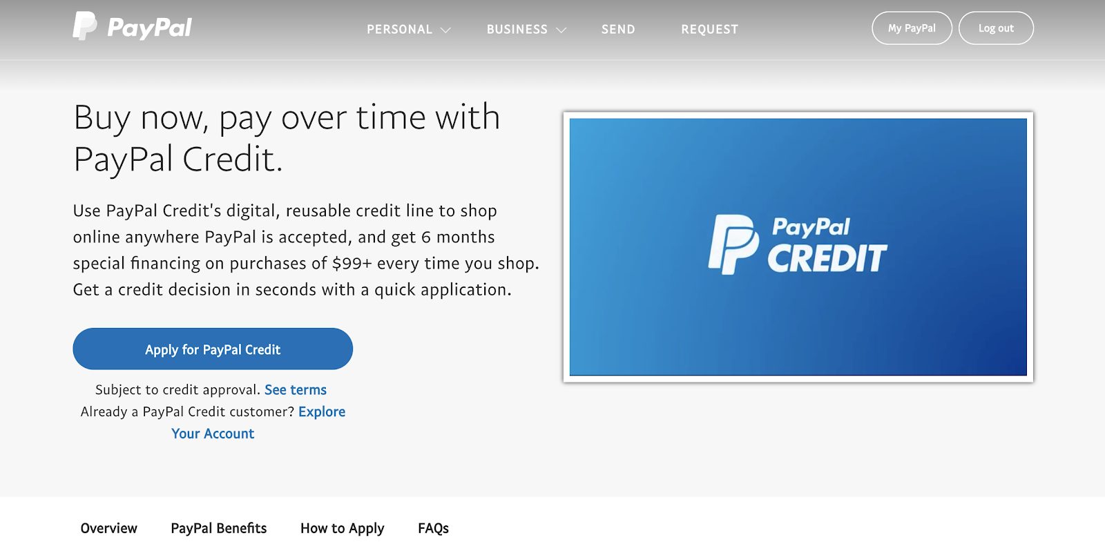 0% Interest Credit Offer With Your PayPal Credit Account