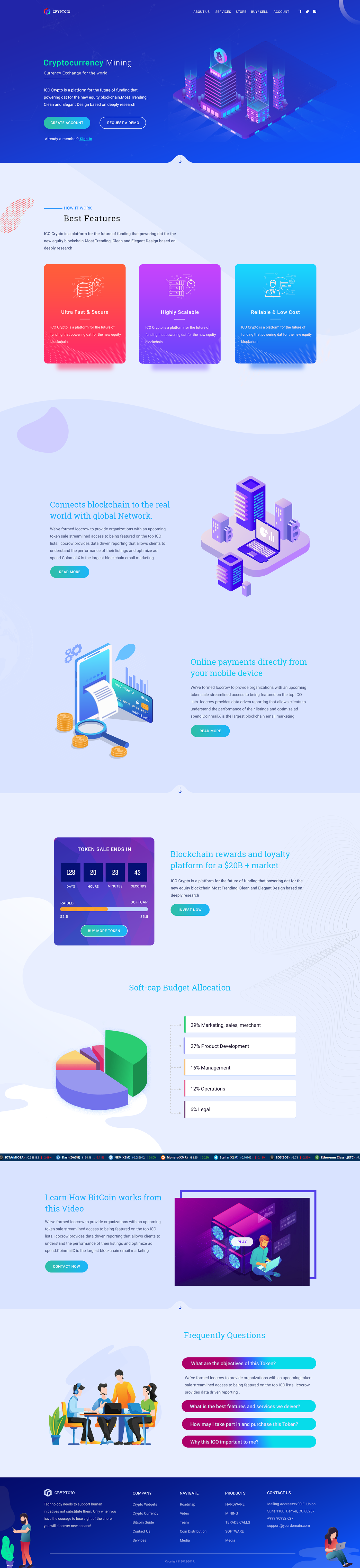 Cryptocurrency Landing Page HTML Template - skybootstrap