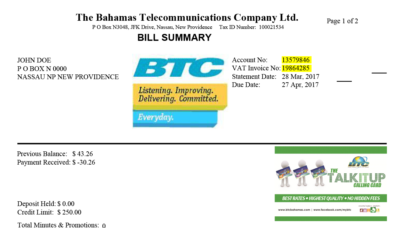 Bill Pay | Bank of the Bahamas Limited