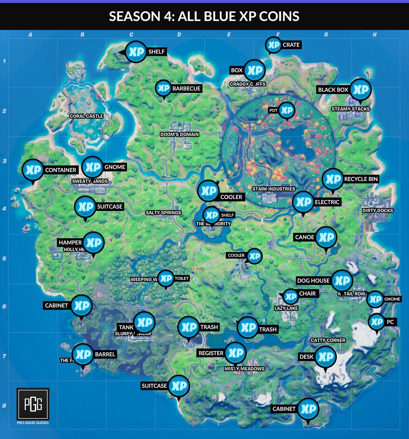 All Fortnite Season 4 Week 5 XP Coin Locations