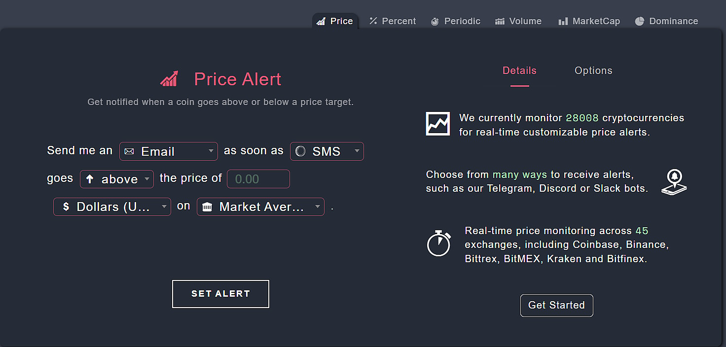 Bitcoin + Crypto Price Alert - Cryptocurrency Alerting