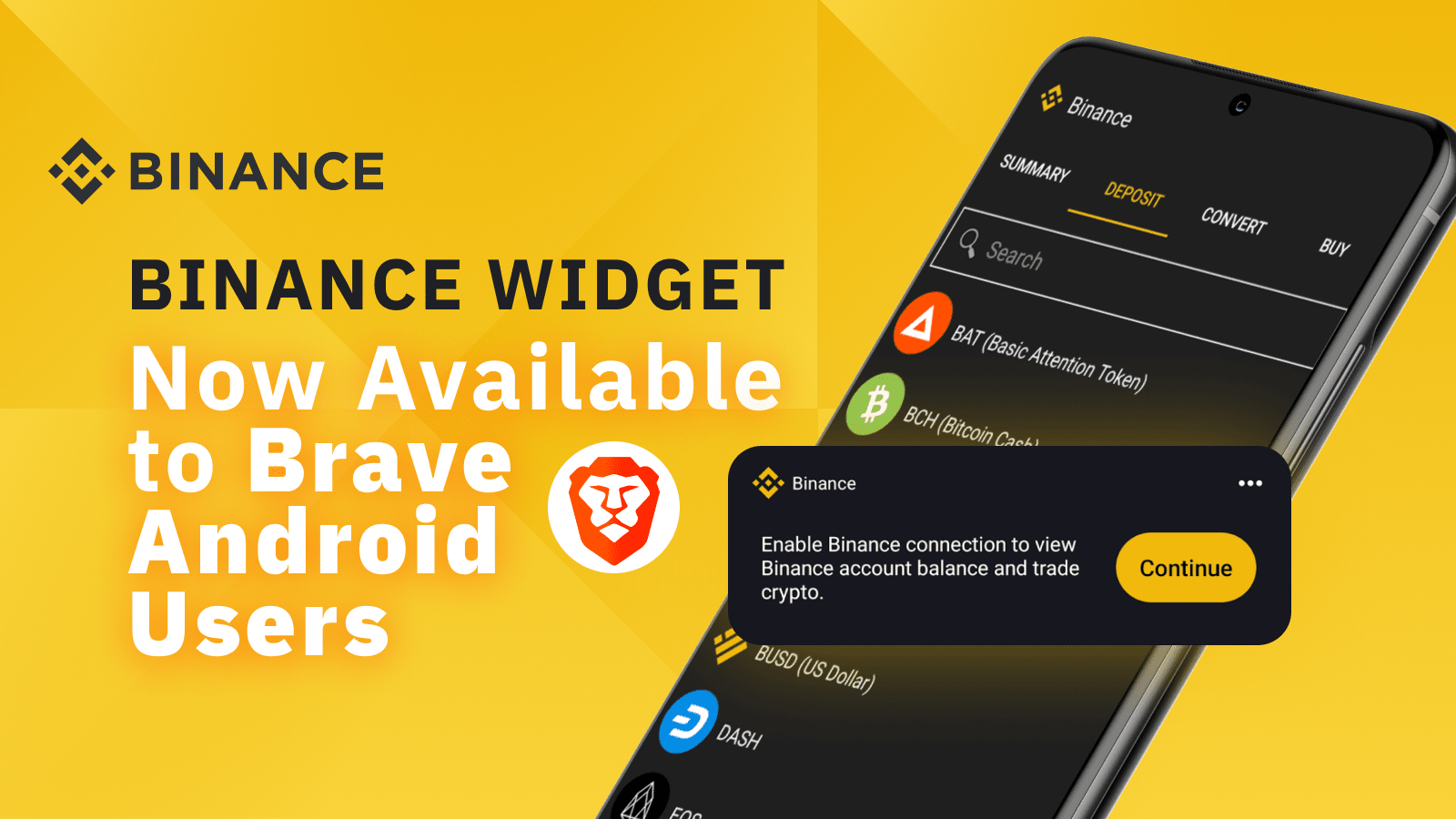 Finally Binance Widget Now Available to Brave Android Users - Koinalert