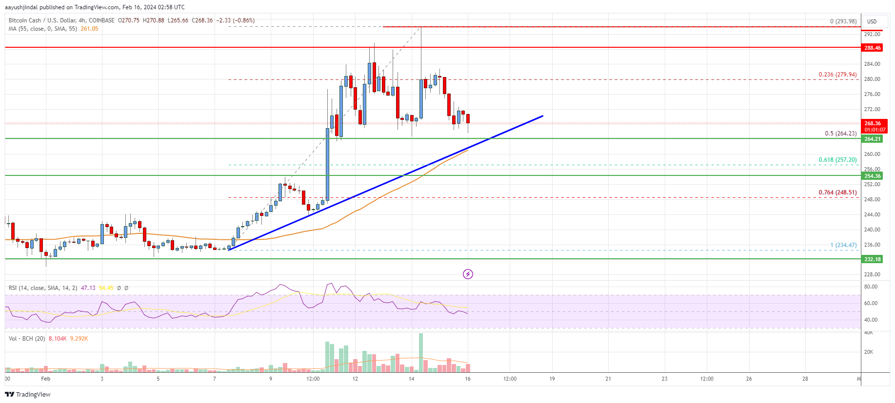 BCHUSD - Bitcoin Cash - USD Cryptocurrency Technical Analysis - coinlog.fun