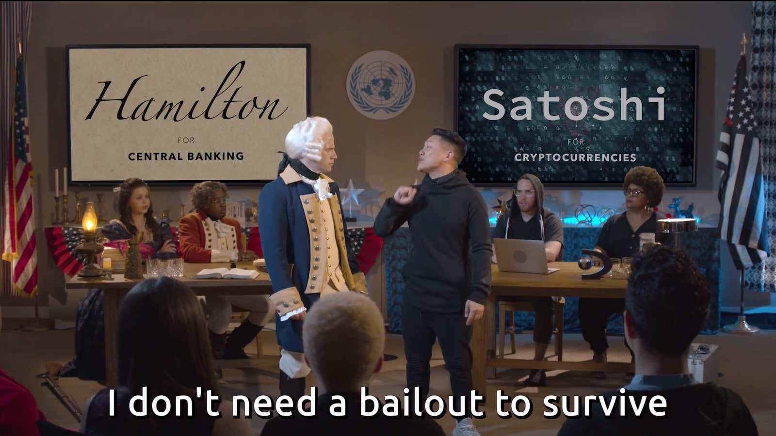 More like: Bitcoin Rap Battle Debate: Hamilton vs. Satoshi…