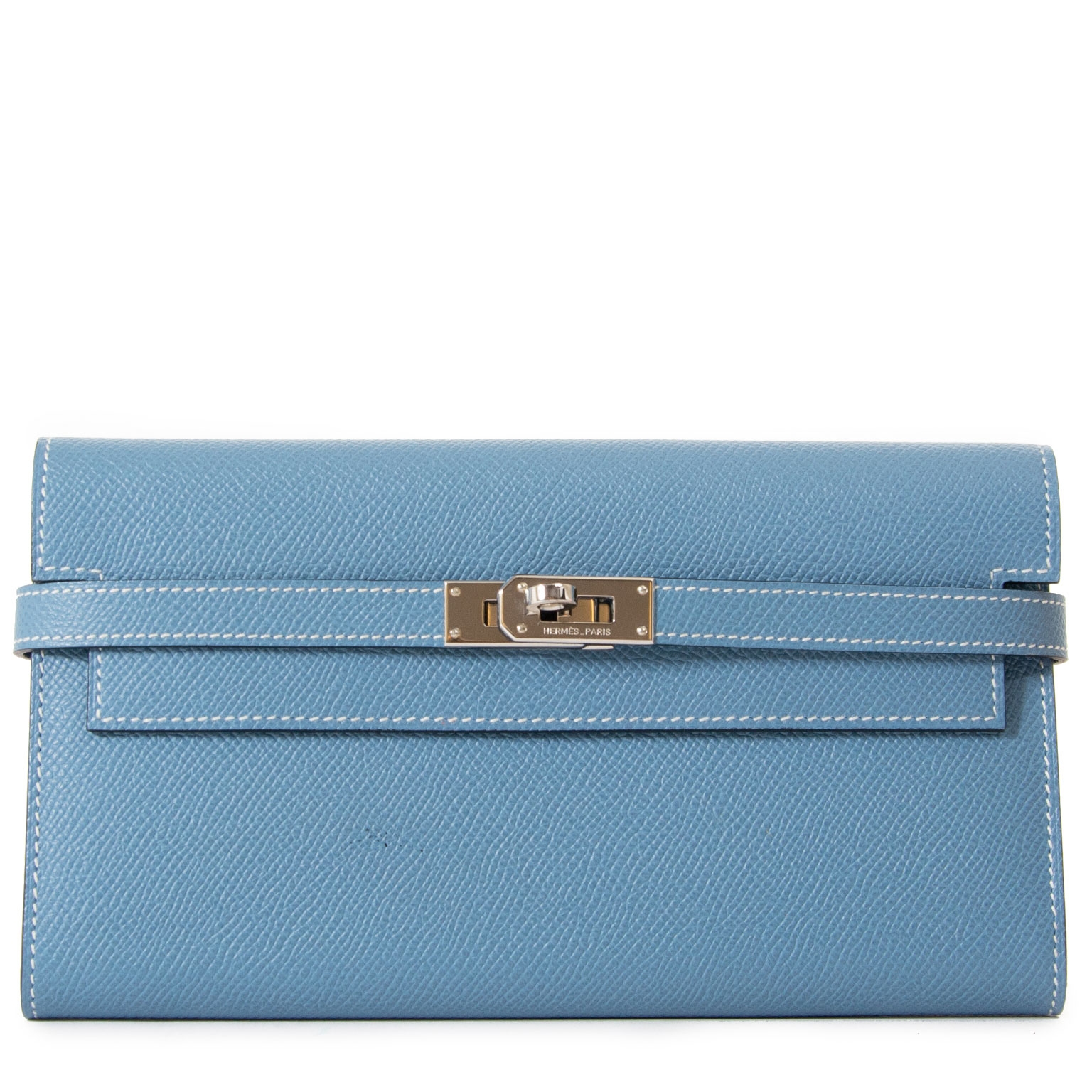 Hermes Passant Wallet Evercolor Long Blue 