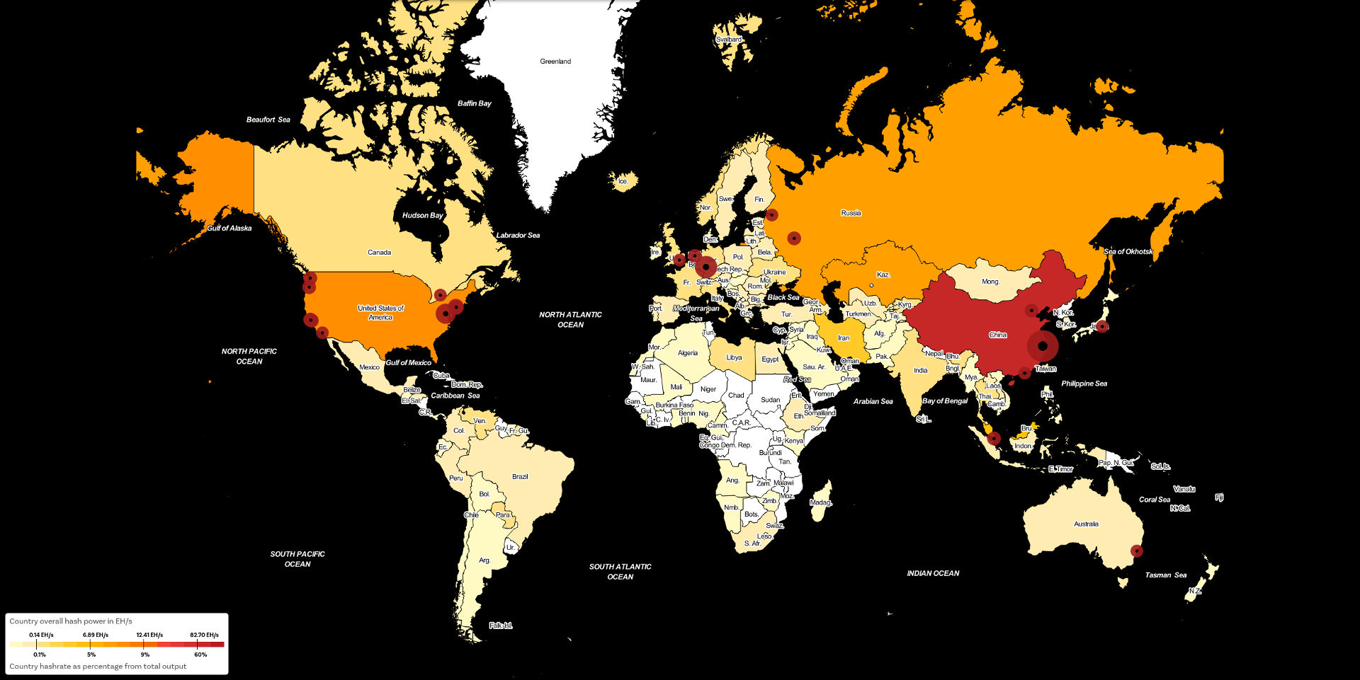 Bitcoin Node Distribution Live Map | Newhedge